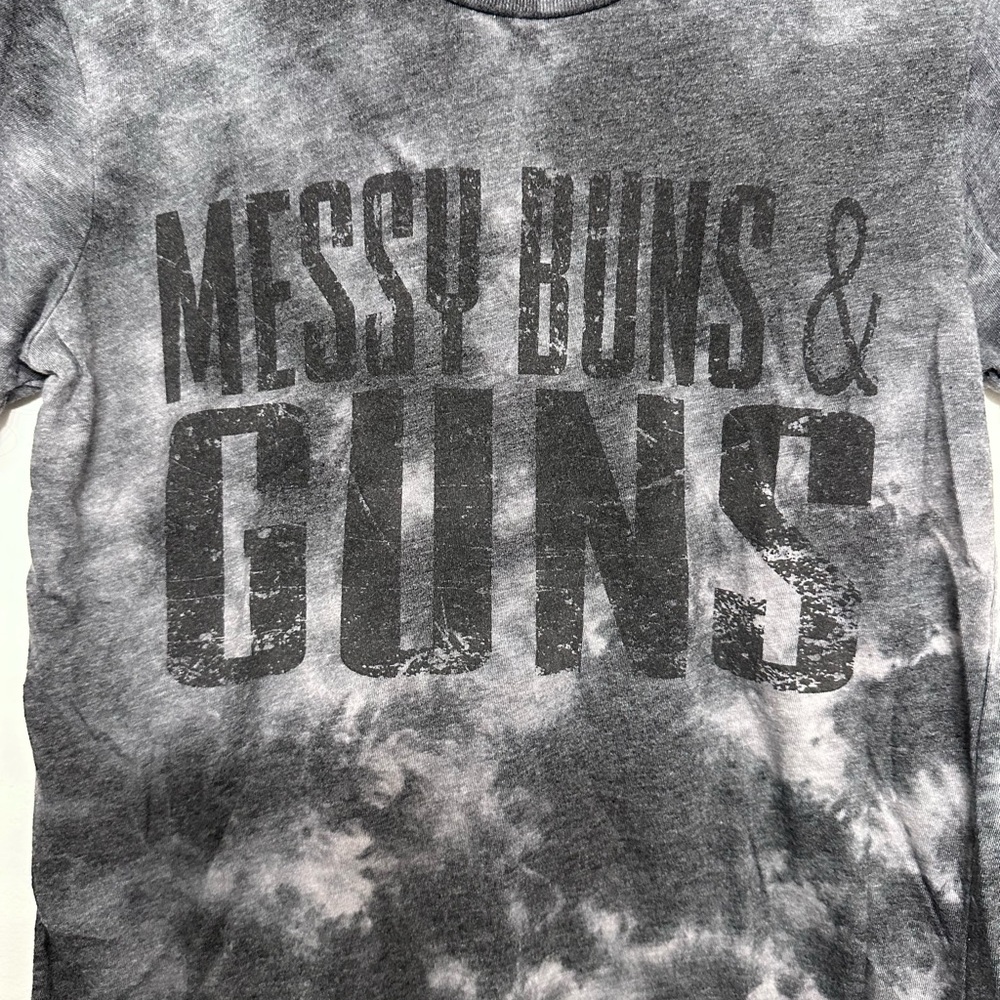 Grunt Style Messy Buns & Guns Tie-Dye Short Sleeve Tee - Black Gray - Picture 2 of 4